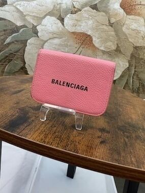 Balenciaga Pink Pebbled Leather Wallet